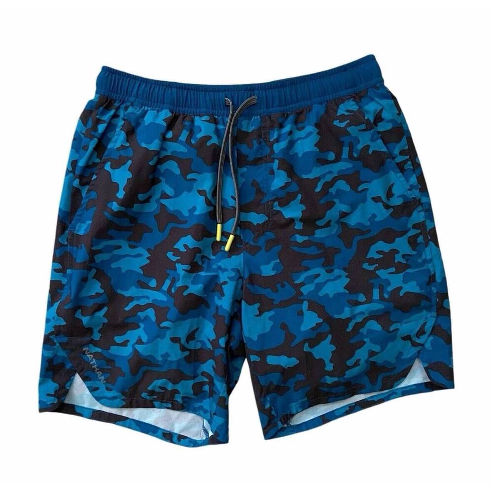 NEW NATHAN SPORTS men's essential shorts 7" 2.0 in blue camo